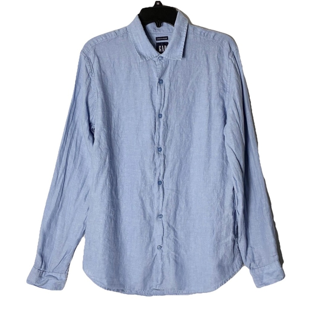 Gap Blue Long Sleeve Button Shirt Men Small Linen